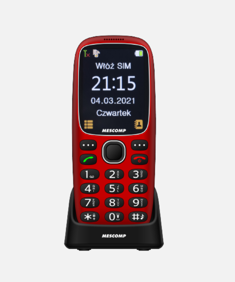 Telefon komórkowy dla starszej osoby czerwony