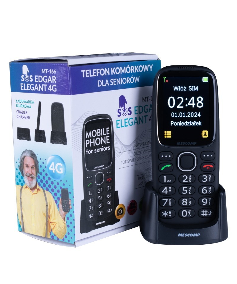 Telefon dla osób starszych Mescomp MT-166 Edgar Elegant 4G