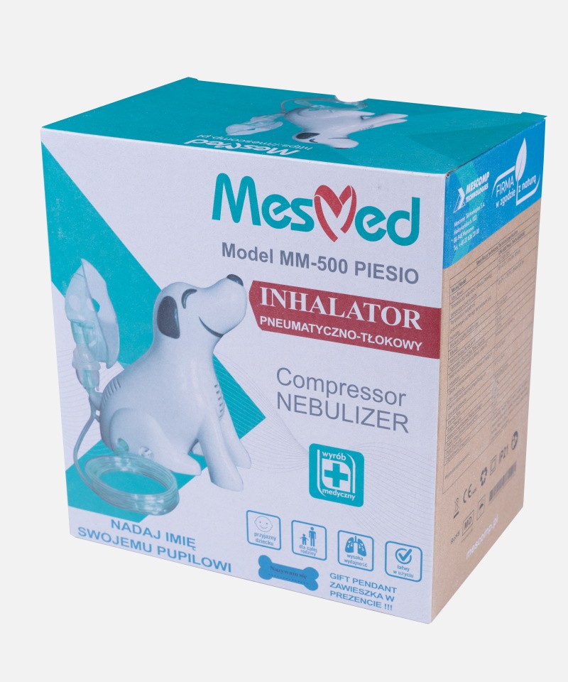 nebulizator inhalator pneumatyczno tłokowy dla dzieci MesMed PIESIO (inhalator piesek)